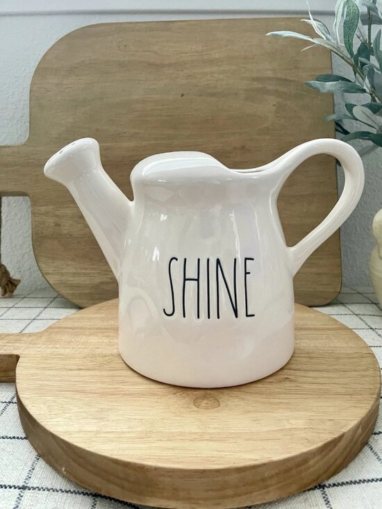 Rae Dunn Other - SALE! NWOT RAE DUNN Water Ceramic Watering Can SHINE (~ 6.5” H x ~5.75” d)